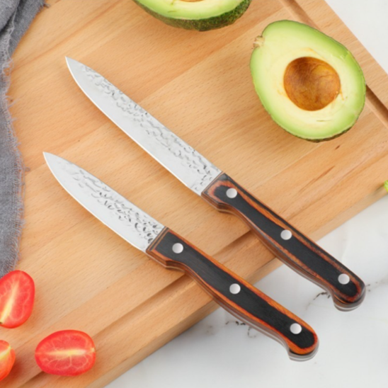 set de couteaux de cuisine bois coloré