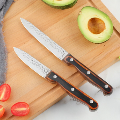 set de couteaux de cuisine bois coloré