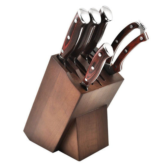 set de couteaux de cuisine complet en bois massif marron
