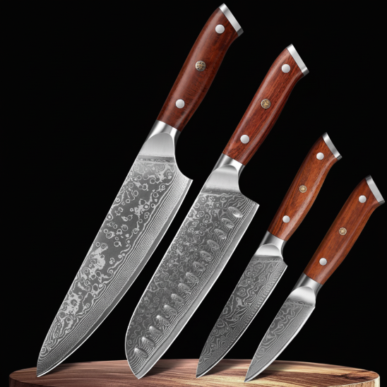 set de couteaux de cuisine damas 4 pièces