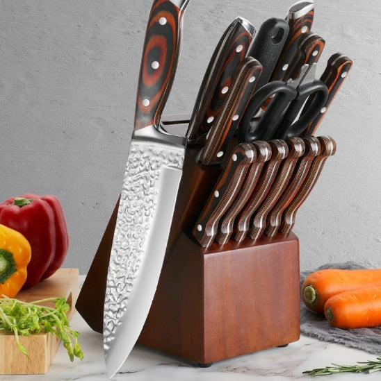 set de couteaux de cuisine martelé et forgé