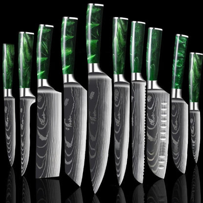 set de couteaux de cuisine vert